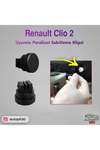 AutoPit 3D Renault Clio 2 Uyumlu Pandizot Sabitleme Klipsi (Sağ Sol Takım)