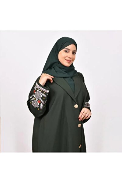 Generic Brand عباءة كحلي غامق (أخضر داكن) بياقة كلاسيكية وأزرار ذهبية - أكمام...
