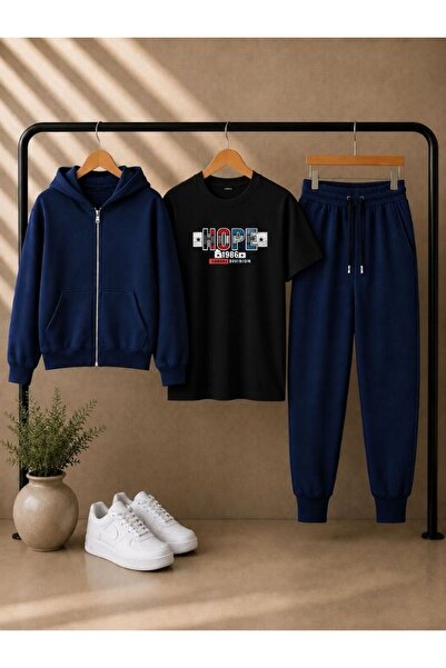cm buseyiz Set casual din 3 piese pentru copii Busekids unisex: jachetă cu gl...