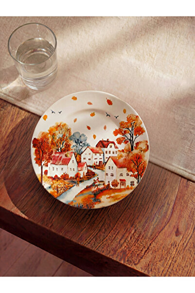 LC Waikiki Rmz Gi̇yi̇m Farkiyla Autumn Printed Porcelain Cake Plate