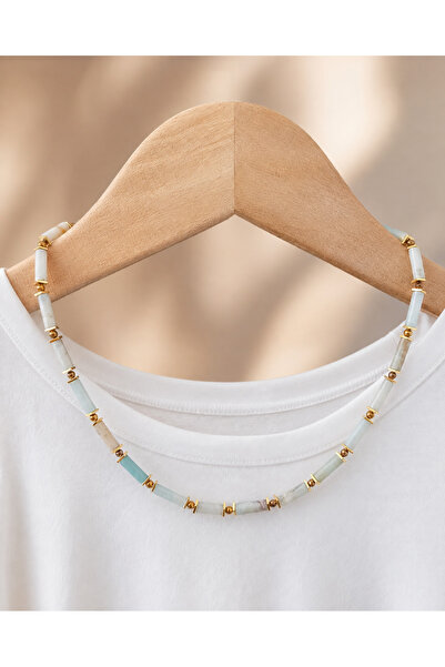 LemaStone Elegant Natural Amazonite Stone Women's Necklace – Handmade Stylish...
