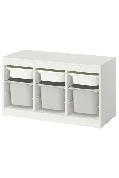 IKEA Modern Beyaz Oyuncak Saklama Ünitesi 99x44x56 cm Çocuk Odası İskandinav ...