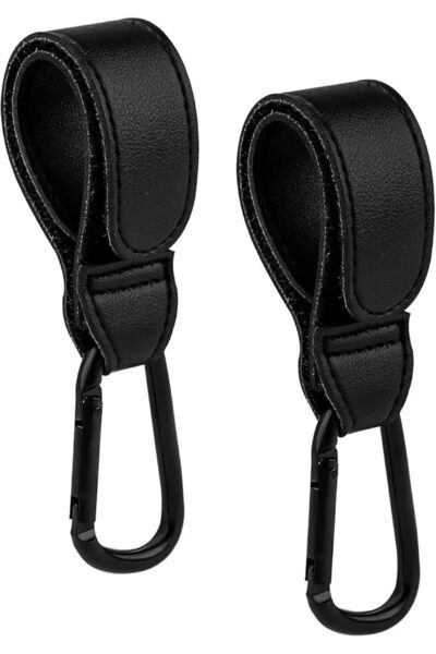 GENERAL Baby Stroller Hooks for Hanging, 2 PCS Durable Leather Stroller Strap...