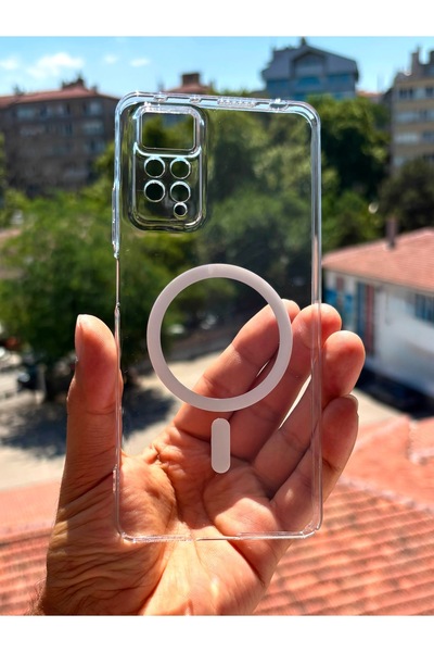 İtarz Redmi Note 11 Pro ile Uyumlu Magsafe Mıknatıslı Şeffaf Sararmaz Premium...