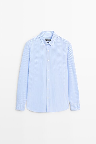 Massimo Dutti %100 pamuklu regular fit çizgili gömlek