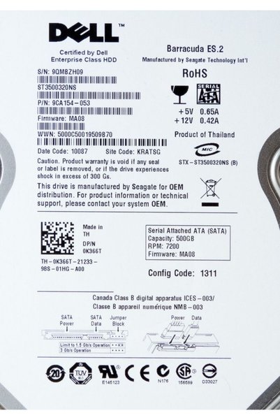 Dell DYSK 0K366T 500GB 7.2K 32MB SATA 3.5''
