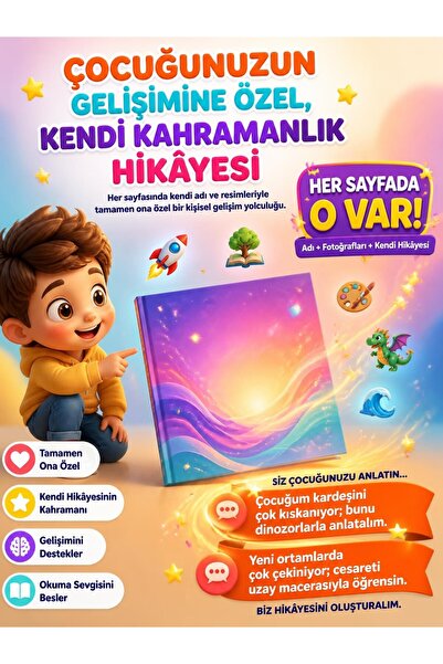 Kişiye Özel Çocuk Hikâye Kitabı - Çocuğunuzun Gelişimine Özel Kahramanlık Hikâyesi - İsim ve Fotoğraflı