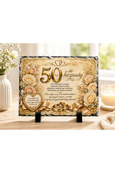 hiperborea Placă ardezie - 50 de ani de căsătorie - Cadou Elegant pentru Aniv...