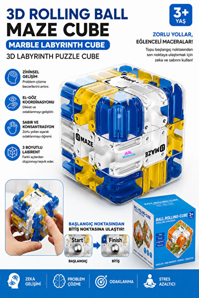 hediyecik 3D Labirent Küp Zeka Oyunu – 3D Labirent Topu, Puzzle Bulmaca Küpü,...