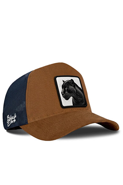 BlackBörk Șapcă Trucker cu Logo Panter, culoare Camel-Albastru Marin