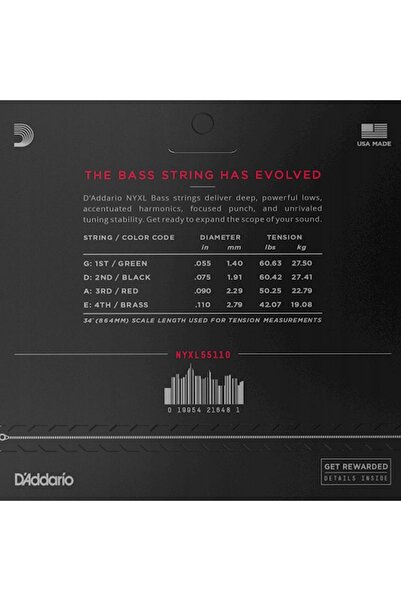 NO BRAND Corzi D'ADDARIO înfășurate cu nichel NYXL (55-110)