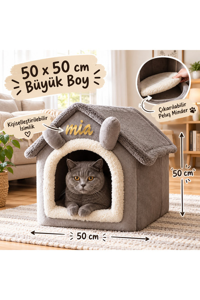 doyapet VİLLA KEDİ VE KÖPEK EVİ YATAĞI PELUŞ MİNDERLİ ***KİŞİSELLEŞTİRİLEBİLİ...
