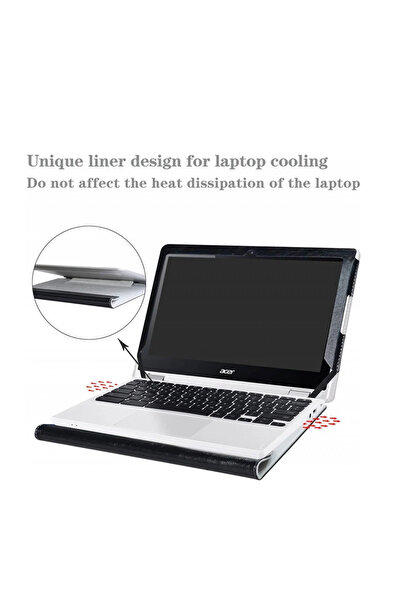 Alapmk Husă de protecție pentru laptop compatibilă cu Acer Chromebook R11 CB5-132T C738T/Acer Chromebook 11 CB3-131/Acer Spin 1 SP111-33 și CTL Chromebook NL71CT-L, piele PU, negru