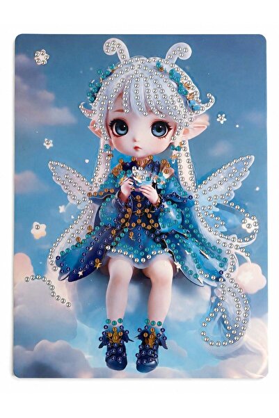 iğne izi 5D Diamond Stone Embroidery Kit Painting 15X20 cm Anime Girl Elf - D...