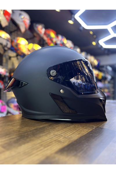 Rivox RX MAT SİYAH KASK ŞEFFAF(+1 SİYAH ) VİZÖRLÜ