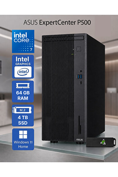 ASUS ExpertCenter P500 Intel Core 7 (240H) 64GB DDR5 4TB SSD Windows 11 Home + Office 2026 + Flash Bellek Hediye