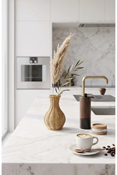 NESS HOME Διακοσμητικό Μοντέρνο Βάζο Πολλαπλών Χρήσεων με Εμφάνιση Ρατάν 17 εκ.