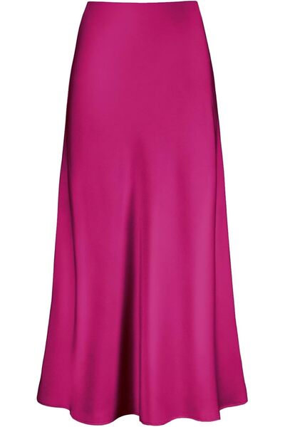 GENERAL Otuzhi Women's High Waist Hidden Elastic Waistband Satin Long Skirt
