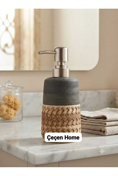 ÇEÇEN HOME Luxury Leaf Embossed Navy Blue Ceramic Liquid Soap Dispenser with ...