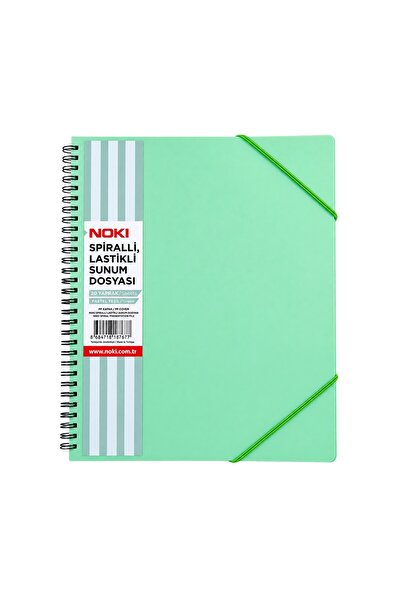 Noki 20 de coli A4 Dosar elastic spiralat pentru prezentare Verde pastel