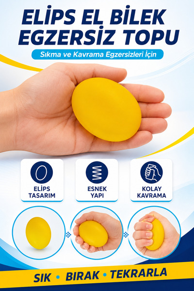 Hane Dostu Elips Tasarım El Bilek Egzersiz Topu Parmak Kas Çalıştırma Sıkma v...