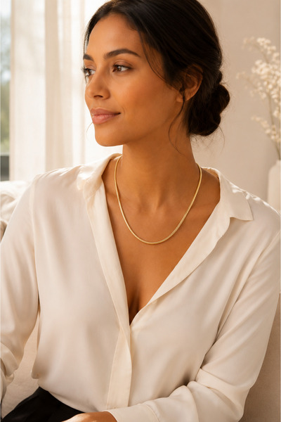Sacce Scarves&Accessories Xuping 14K Gold Renk İtalyan Model Silindir Yılan Zincir Kolye Tok ve Akıcı Duruş