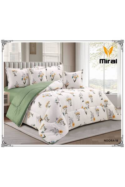 miral طقم مفرش نفرين صيفي مشجر بحشوة 6 قطع فخم ومريح مقاس 220*240 سم