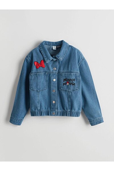 LC Waikiki Nevavm Minnie Mouse Printed Girls' Jean Jacket with a Difference