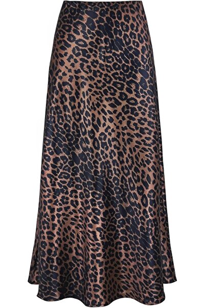 GENERAL Otuzhi Women's High Waist Hidden Elastic Waistband Satin Long Skirt