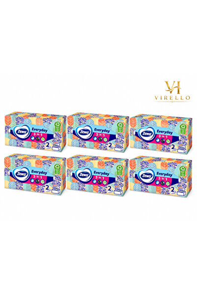 Zewa Set 6 cutii șervețele faciale Everyday 3-în-1, 2 straturi, 100 buc/cutie