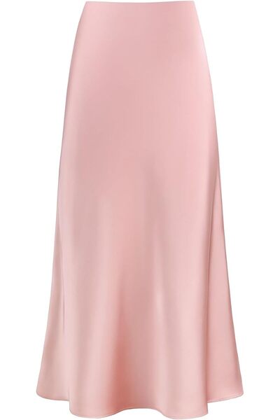 GENERAL Otuzhi Women's High Waist Hidden Elastic Waistband Satin Long Skirt