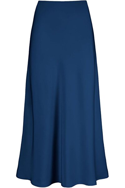 GENERAL Otuzhi Women's High Waist Hidden Elastic Waistband Satin Long Skirt