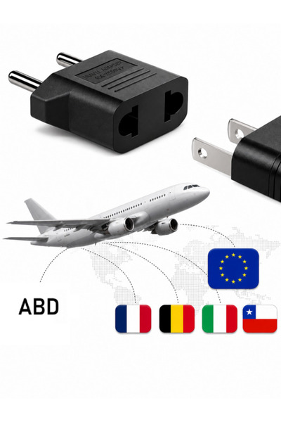 Vwin Amerikan Tipi Prizi Türk/Avrupa Tipine Çevirici Fiş Abd'den Avrupa'ya Fiş Dönüştürücü Adaptör US to Eu Plug