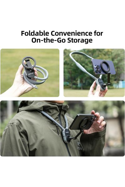 TELESIN Mobile Phone Magnetic Neck POV Mount | MagSafe Compatible Cell Phone Neck Holder Vlog Selfie Mount Hand Free Chest Stand for iPhone 17 16 15 14 13 12 Series Android Phones