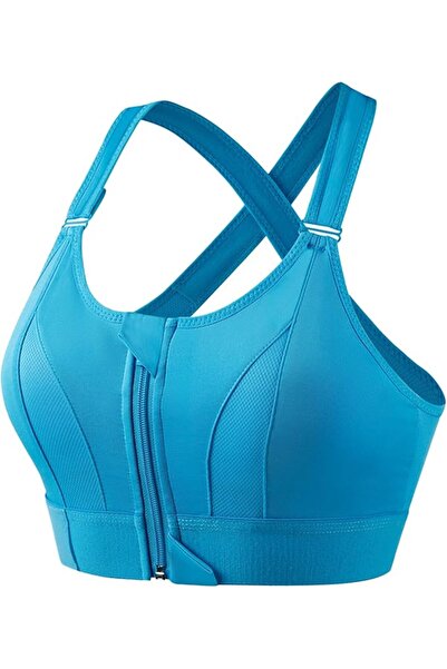 GENERAL Dress Sisi Zip Front Wirefree Sports Bra for Running Gym Yoga Pilates