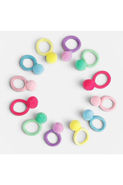 OEM Elastice Par Frotte Mini de Diverse Culori cu Pompoane pentru Copii - 12buc