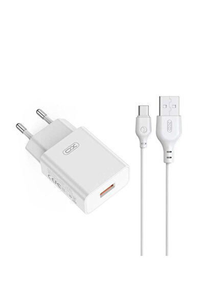 Xo Încărcător L127 18W USB-C/USB-A, cu cablu USB-A la USB-C - alb