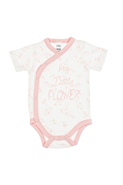 OEM Body din Bumbac Alb Flori Roz cu Glitter "My little flower" & Maneca Scur...