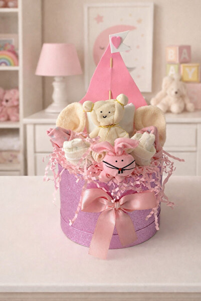 Gia Design SİLİNDİR KUTUDA YELKENLİ GEZGİNLER YENİ DOĞAN KIZ BEBEK 6'LI TEKST...