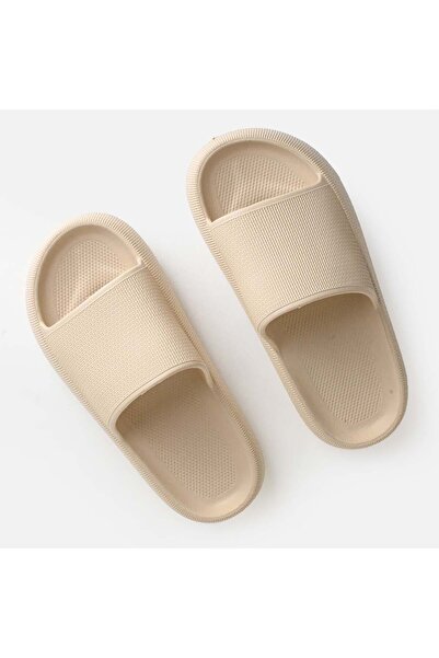 OEM Papuci de Plaja Slides Ecru pentru Femei 39-40