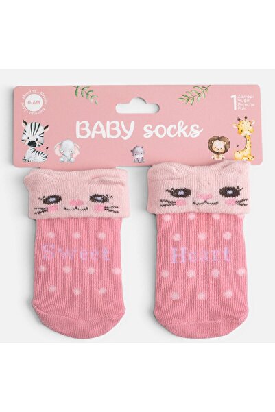 OEM Baby Socks Pink Cat 0-6 Months