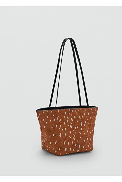 MANGO Woman Bambi-print fur shopper bag