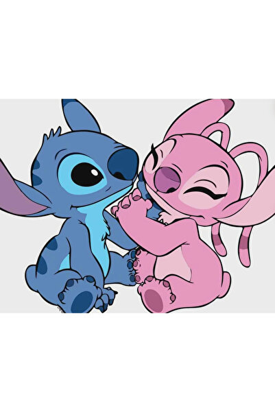 Aşık Stitch İkili Araba Sticker – Sevgili Çiftler İçin Stitch Sticker, Romantik Araç Camı Çıkartmas