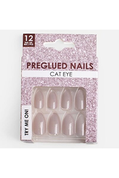 OEM Nude Cat Eye False Nails with Glue - 12pcs
