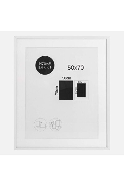 OEM Tablou Decorativ cu Passepartout din Lemn de Culoare Alba 50x70cm