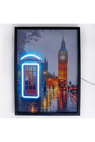 OEM Tablou cu Iluminare Neon Londra 30x40cm