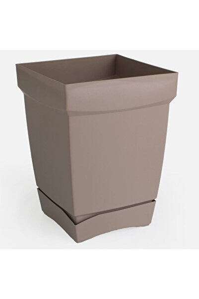 OEM Beige Square Flower Pot with Built-in Saucer 33.2x33.2x45cm - 33L