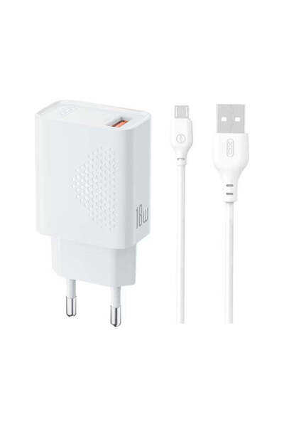 Xo Încărcător L159 18W USB-A, cu cablu USB-A la Micro-USB - alb