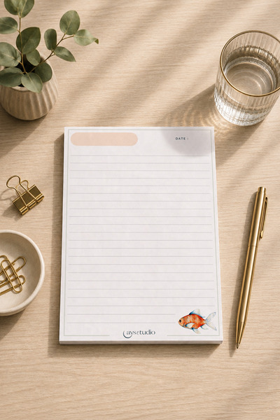 Aysutudio Balık Temalı A5 Çizgili-Notepad-Not Defteri-Bloknot