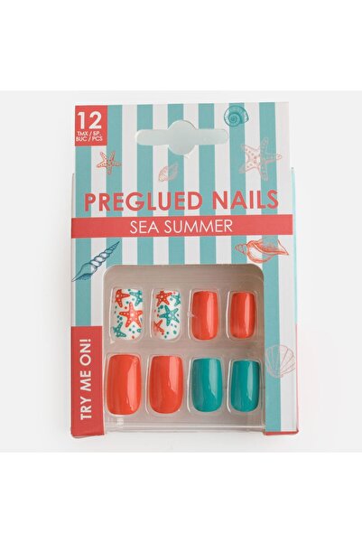 OEM Unghii False de Vara cu Adeziv Verde Pepene Square - 12buc